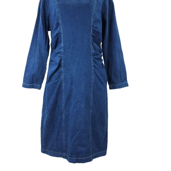 Vintage Denim Dress Modest READ SIZE 13/14 Long Sleeve Y2K 80s 90s Dark Wash - Picture 13 of 16